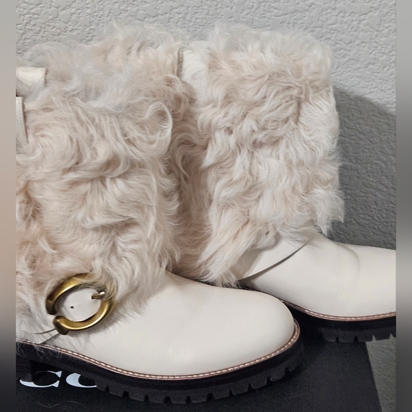 Coach Women's White Fur Winter Boots - Picture 11 of 12